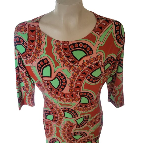 Tracy Negoshian Womens Multicolor Paisley Print 3/4 Sleeve Bodycon Dress Size S - Picture 2 of 6